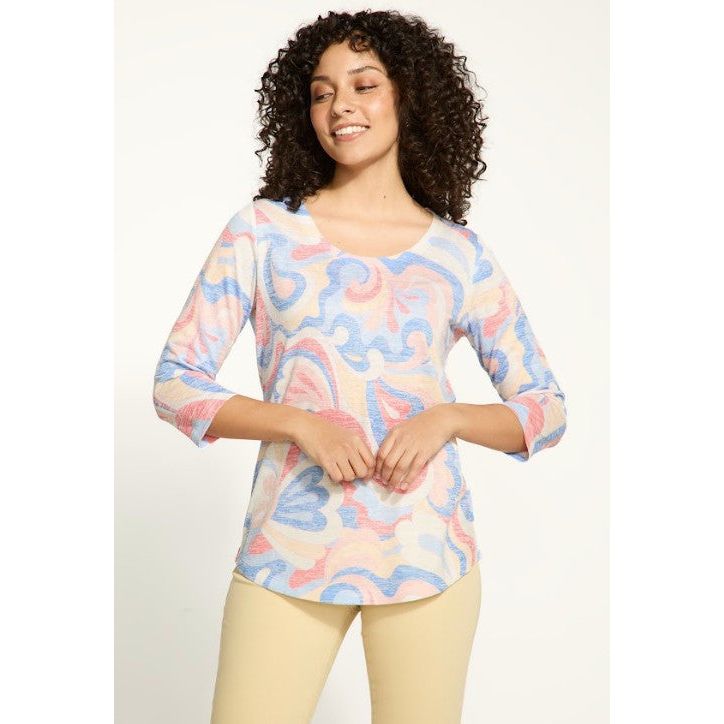 FDJ French Dressing Groovy Print Boat Neck Top