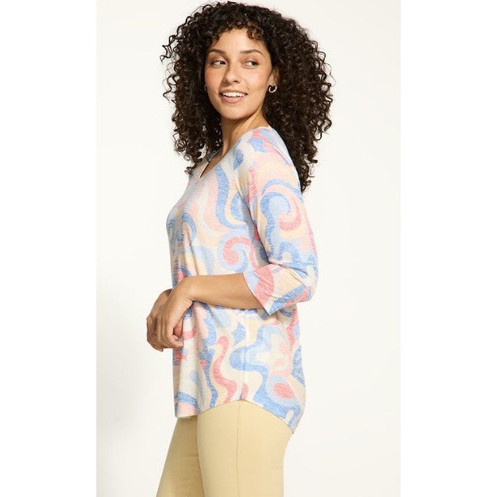 FDJ French Dressing Groovy Print Boat Neck Top