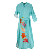 Boho Chic Maxi Self Belt Floral Dress (1292210) (Aqua)