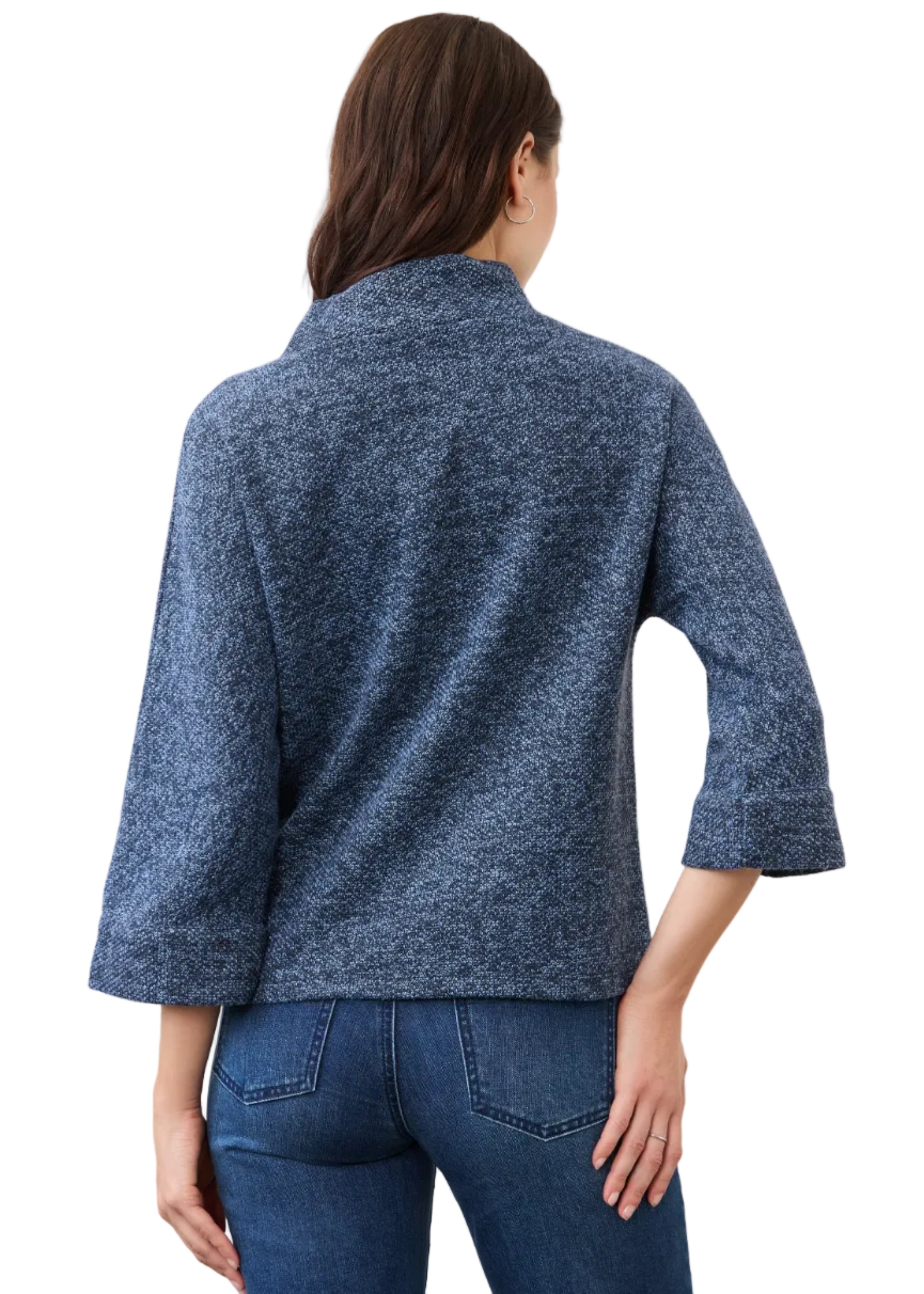 FDJ French Dressing Boat Mock Neck Knit Popover Sweater ( 3798959)(Indigo)