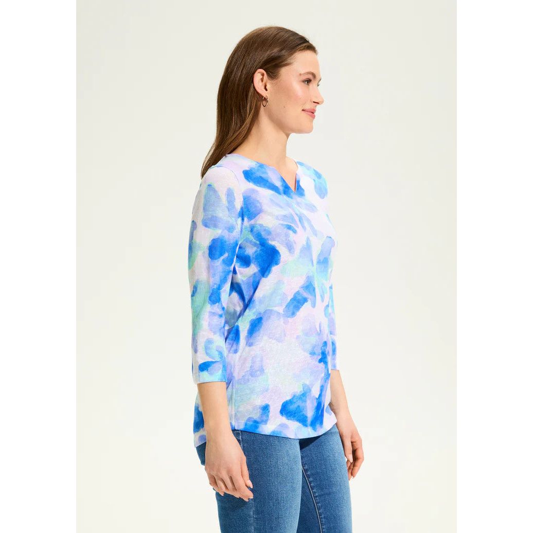 FDJ French Dressing Blue Watercress Notch Neck Top