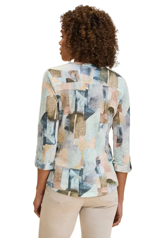 FDJ French Dressing Abstract Coppertone Washed Print Henley Top (COPPERTONE)