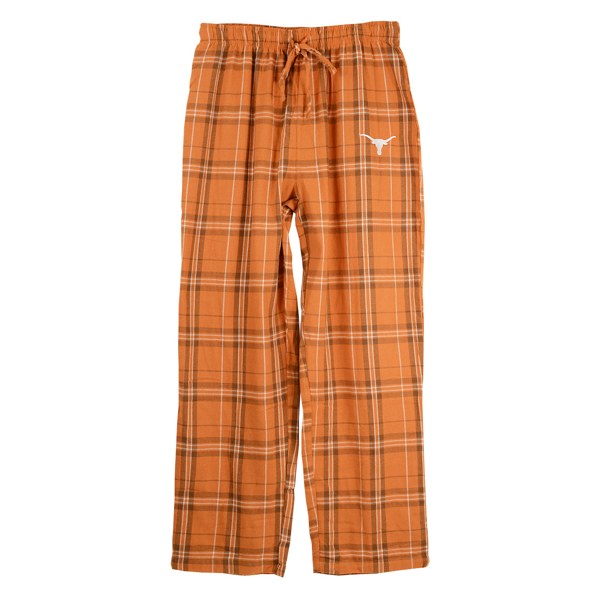 Texas Longhorn Concept Sports  Men's Cotton Hillstone Plaid Embroidered Lounge Pants (ARC-01050C18)(Burnt Orange)