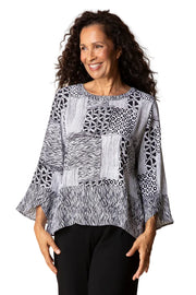 Habitat Bali Breeze Crepe Tulip Sleeve Pullover (Black)(39405)
