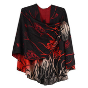 Rapti 100% Cashmere Reverse Loop Shawl (#39) RED/BLK/WHT TULIP