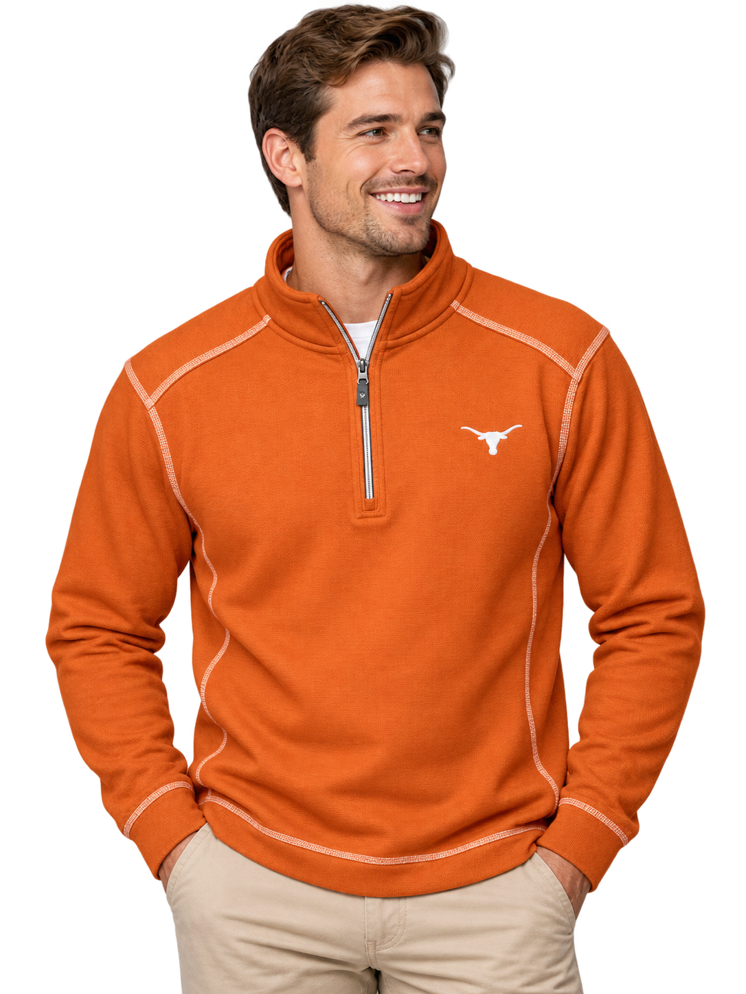 Texas Longhorn Tommy Bahama Men's Montego Bay Del Fuego 1/2 Zip Pullover (ST22768BR)