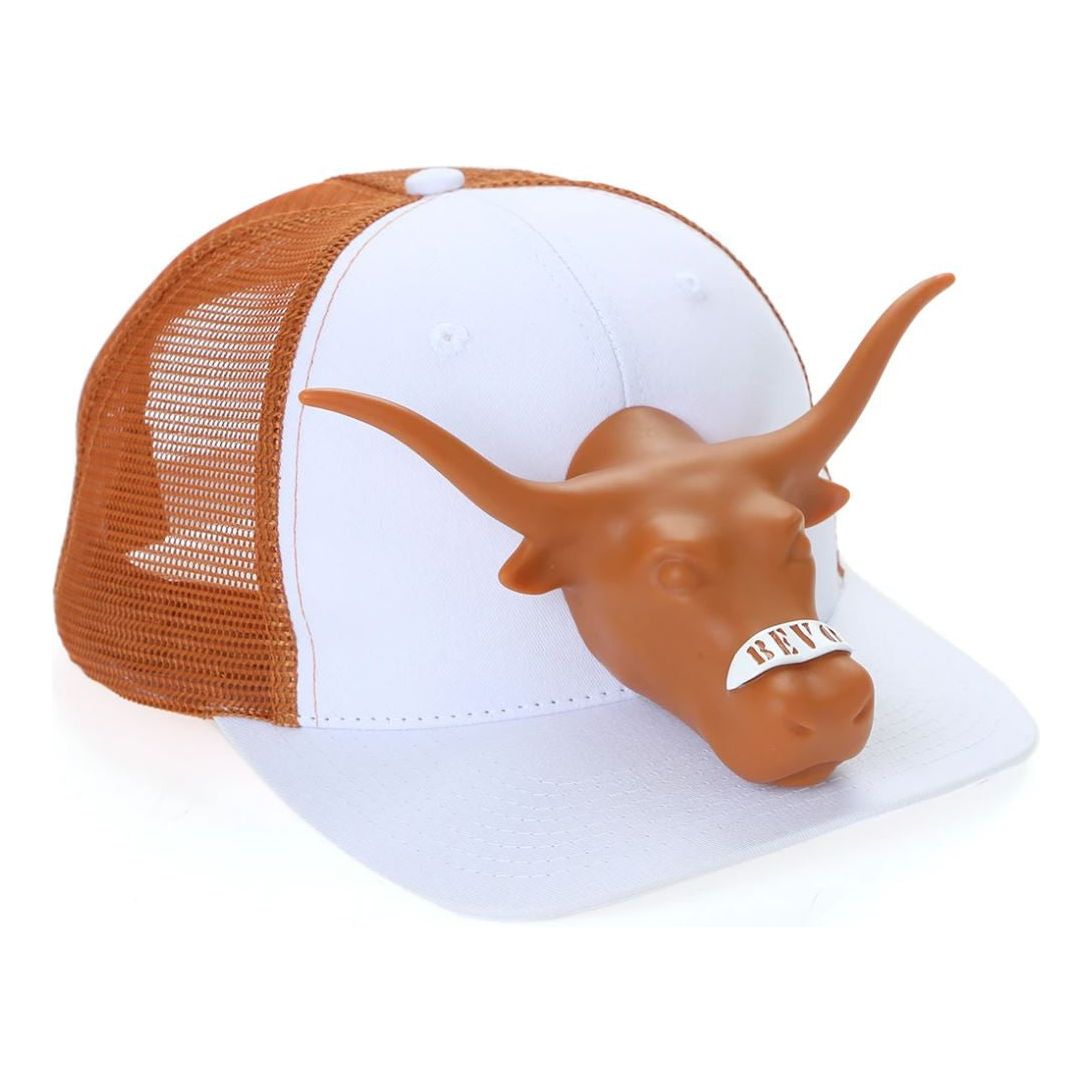 Texas Longhorn 3D Horns Up White Trucker Cap