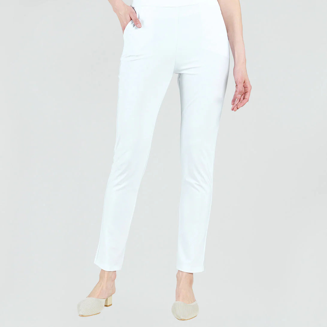 Clara Sun Woo Medium Weight Knit Straight leg Pant (3PTH)(White)