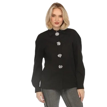 A.Z.I. Wendy Stretch Cotton embellished Shirt (Z1360B)(2 Colors )