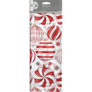 Tissue - Printed Red & White Ornaments