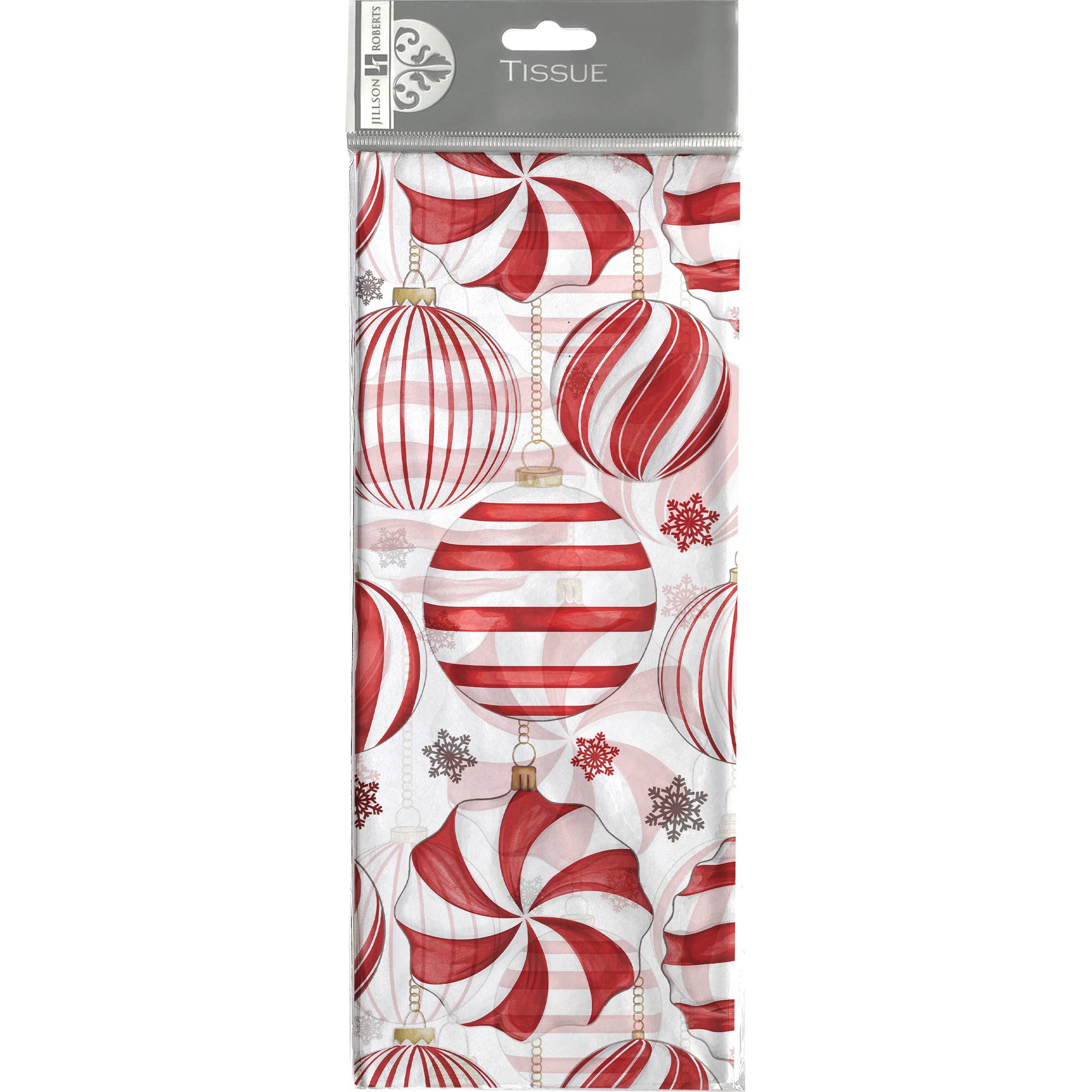 Tissue - Printed Red & White Ornaments