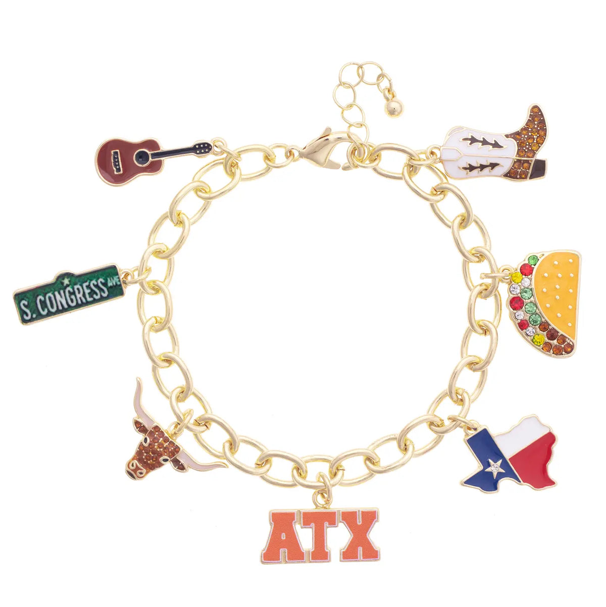 Austin Enamel Icons Charm Bracelet  (27557B-ATX)