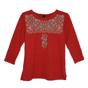 Sabaku Electric Huipil 3/4 Sleeve Tee (400CCH3/4S) CHILI