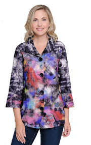 Ali Miles Woven Abstract Multi Print Button Front Jacket (A35407JM)