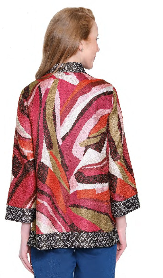 Ali Miles REVERSIBLE Textured Woven Print Open Jacket (A35411JM)