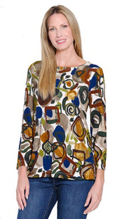 Ali Miles Knit Multi Neutral Print Tunic (A35412TM)