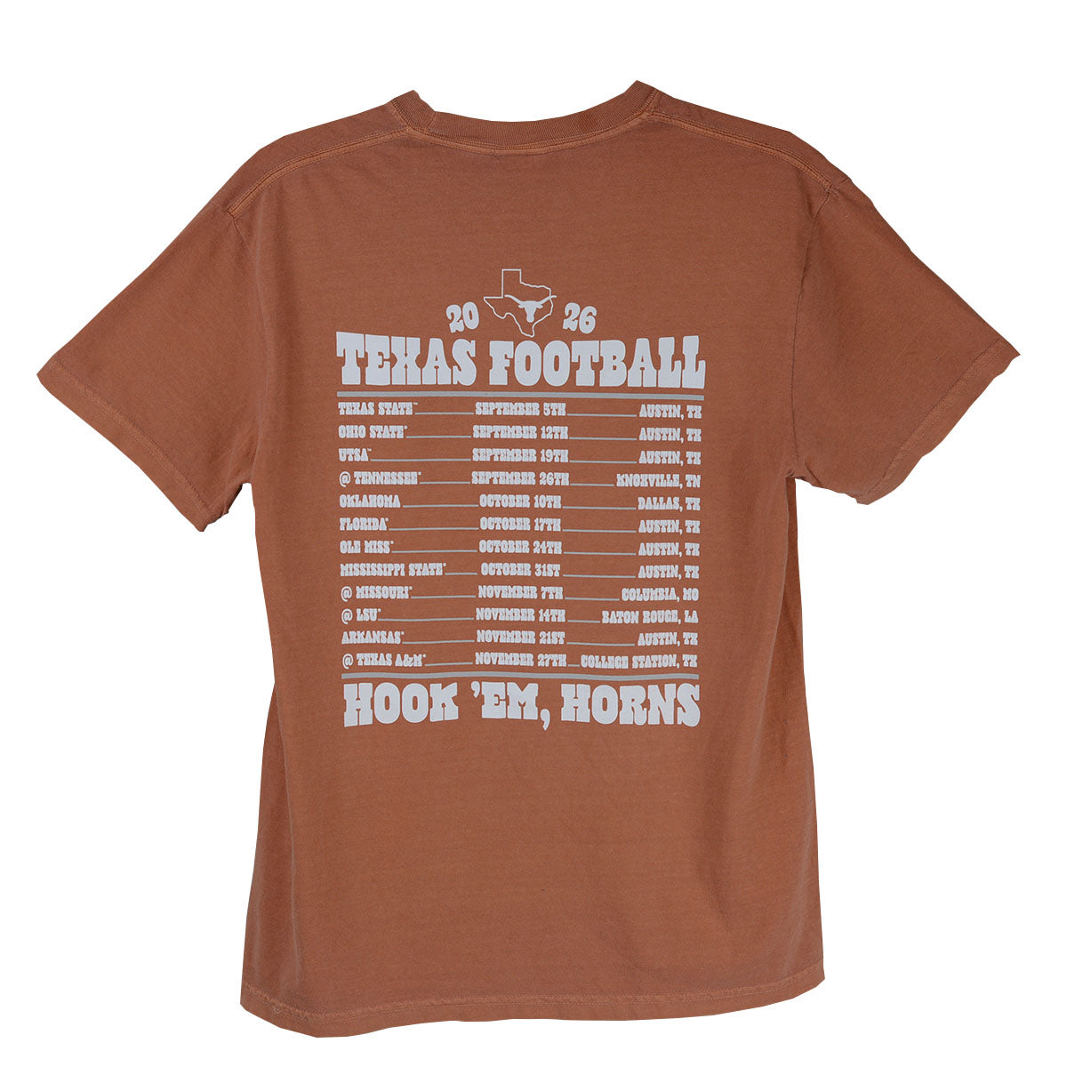 Texas Longhorn Retro Brand 2026 Football Schedule Tee
