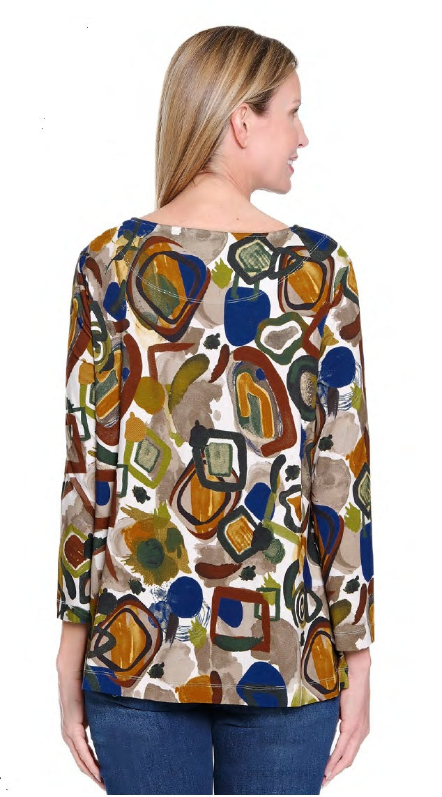 Ali Miles Knit Multi Neutral Print Tunic (A35412TM)