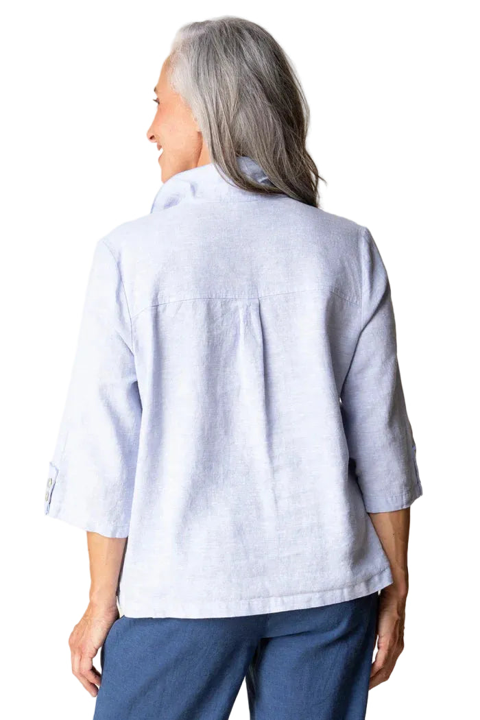 Habitat Linen Solid 3/4 Sleeve  Shirt (41508)(Cornflower)
