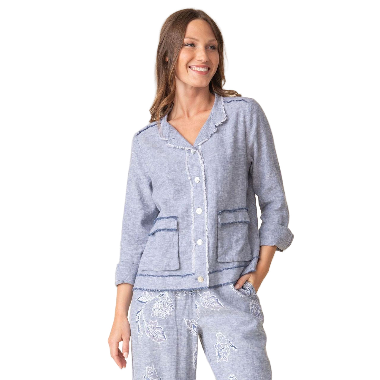 Habitat Linen Summer Breeze Solid Indigo Jacket
