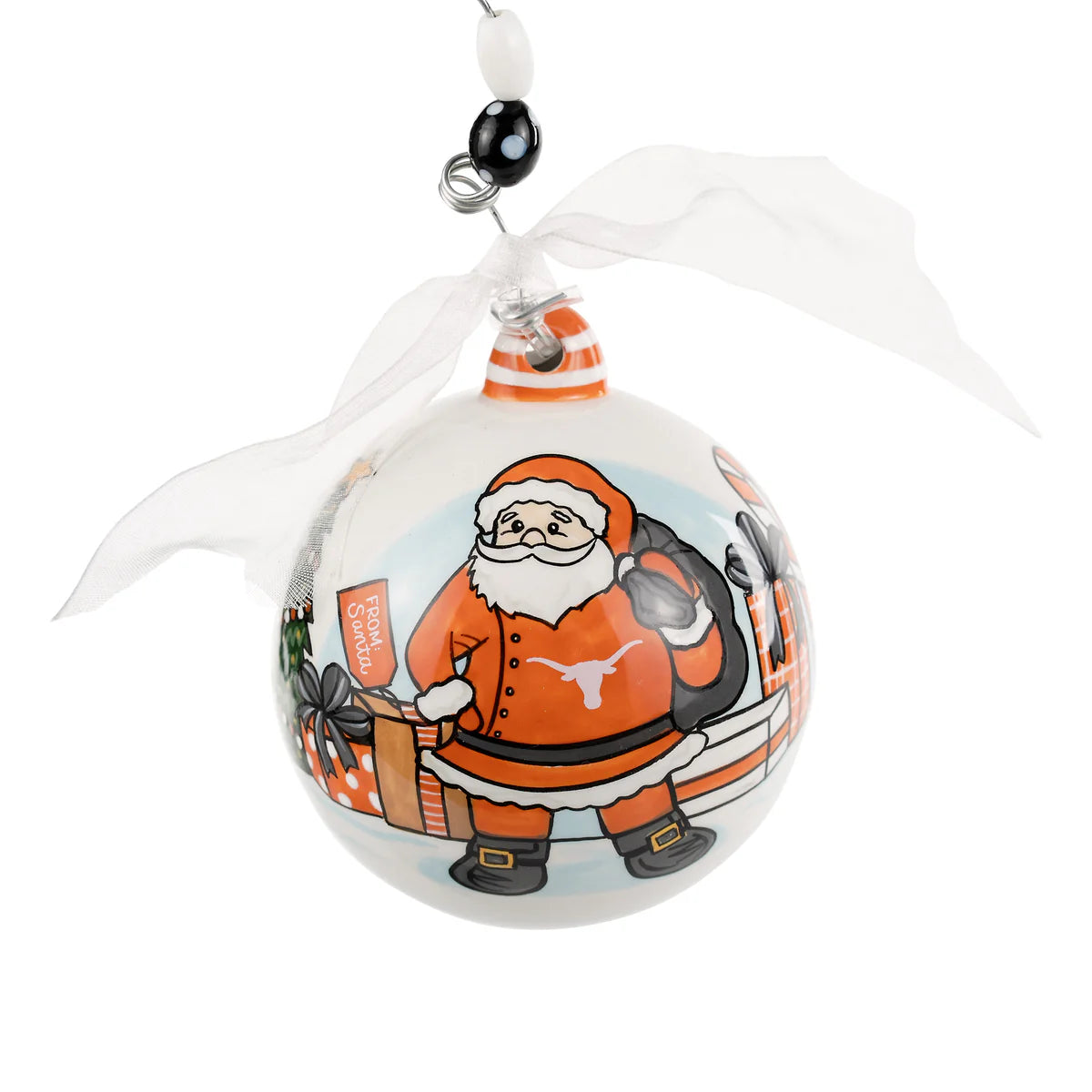 Glory Haus Merry Christmas Horns Santa Ornament