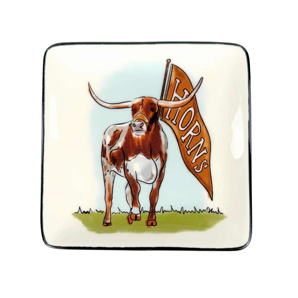 Texas Longhorn Ceramic Hand Painted Mascot Trinket Tray (428173401 )