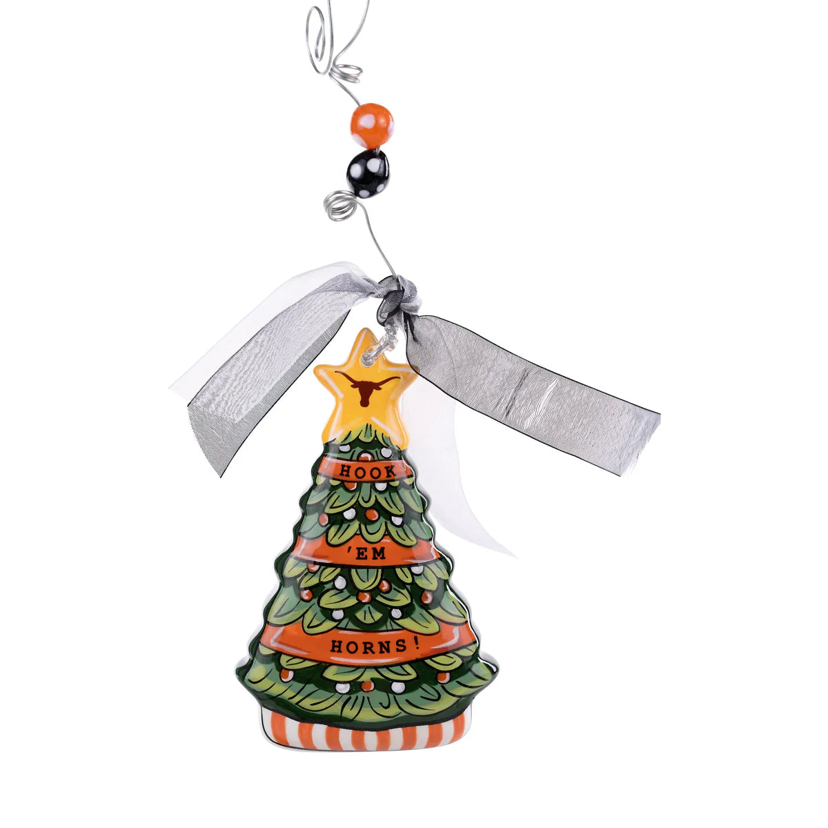 Texas Longhorn Glory Haus Ceramic Texas Puff Tree Ornament