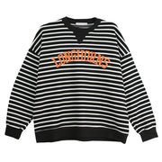 Texas Longhorn Capri Designs Yard Line Striped  Waffle Knit Crewneck Pullover (K400TEX25)
