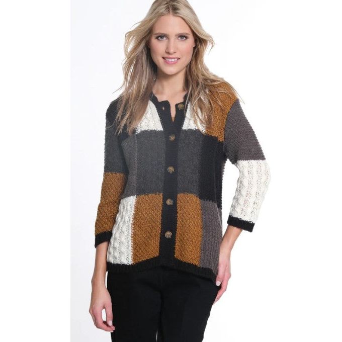 Multiples Color Block Button Front Cardigan