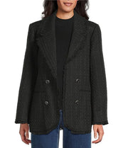 John Mark Black Tweed Open Front Jacket