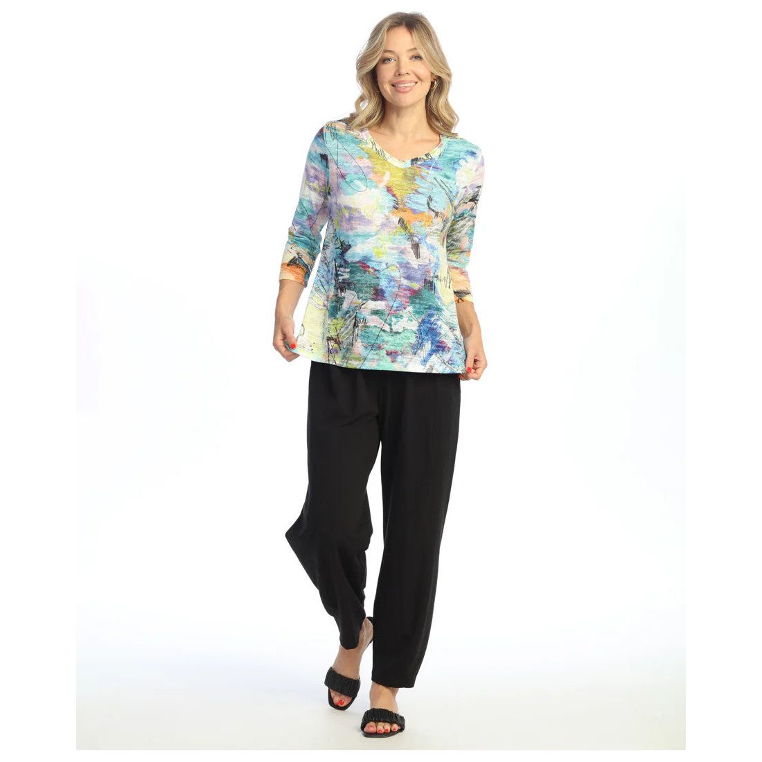 Jess & Jane Kelly Burnout V-Neck Top