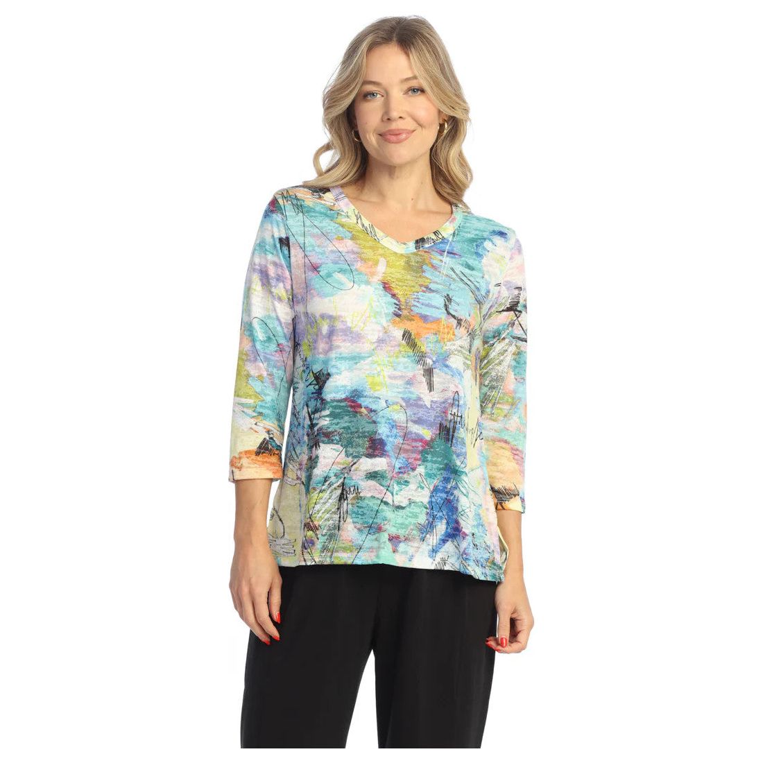 Jess & Jane Kelly Burnout V-Neck Top