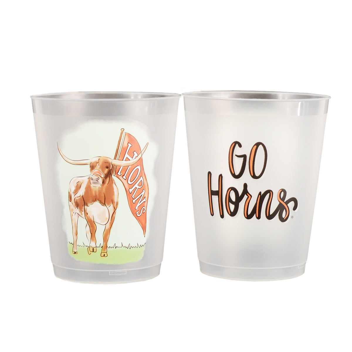 Glory Haus Texas Longhorn Mascot Plastic  Frosted Cups Set/8