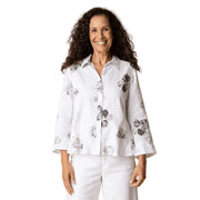 Habitat Linen Floral Flounce Shirt (46522)(White)