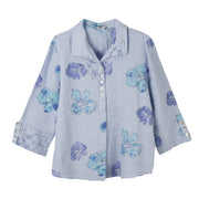 Habitat Linen Floral Retro Swing Shirt (46536)(Cornflower)