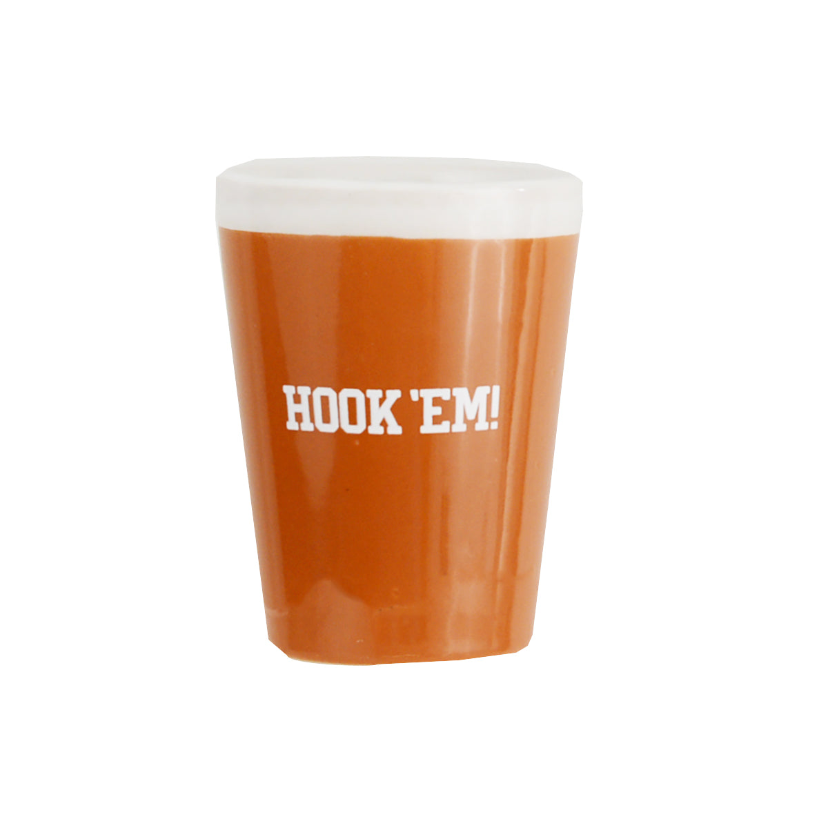 Texas Longhorn 2 oz. Texas Hook'em Ceramic  Shot Glass (4656BO/W)