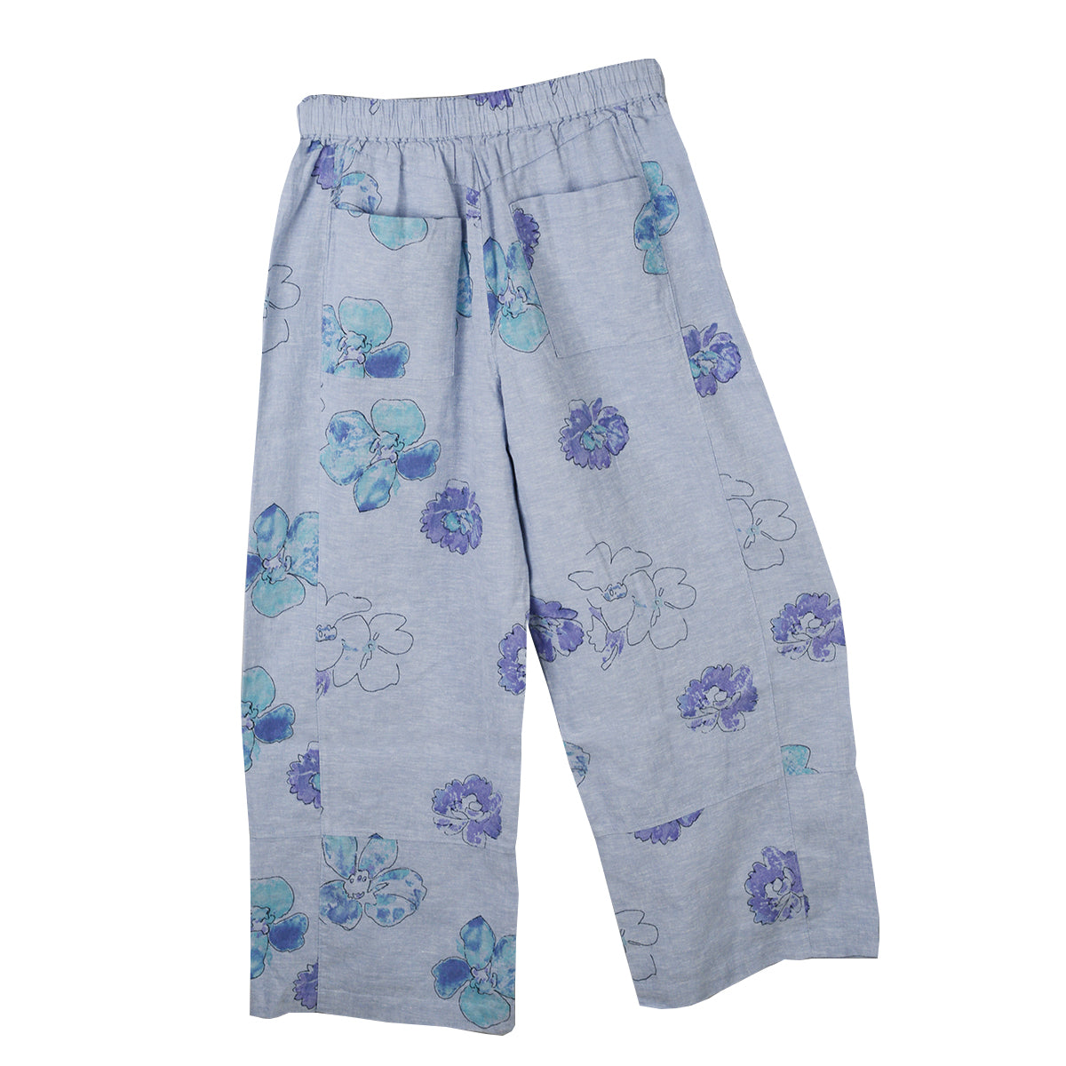 Habitat Linen Floral Seamed Crop Pant (46577)(Cornflower)
