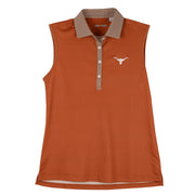 Texas Longhorn 40 Acres Ladies Sleeveless Contrast Placket Pique Polo (468081W) BO