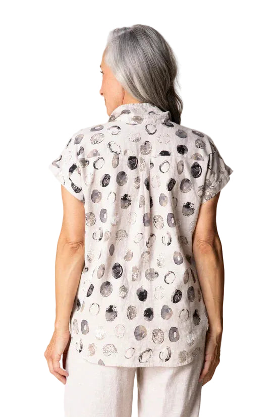 Habitat Linen Dot Cabana Shirt (46904)(Oatmeal)