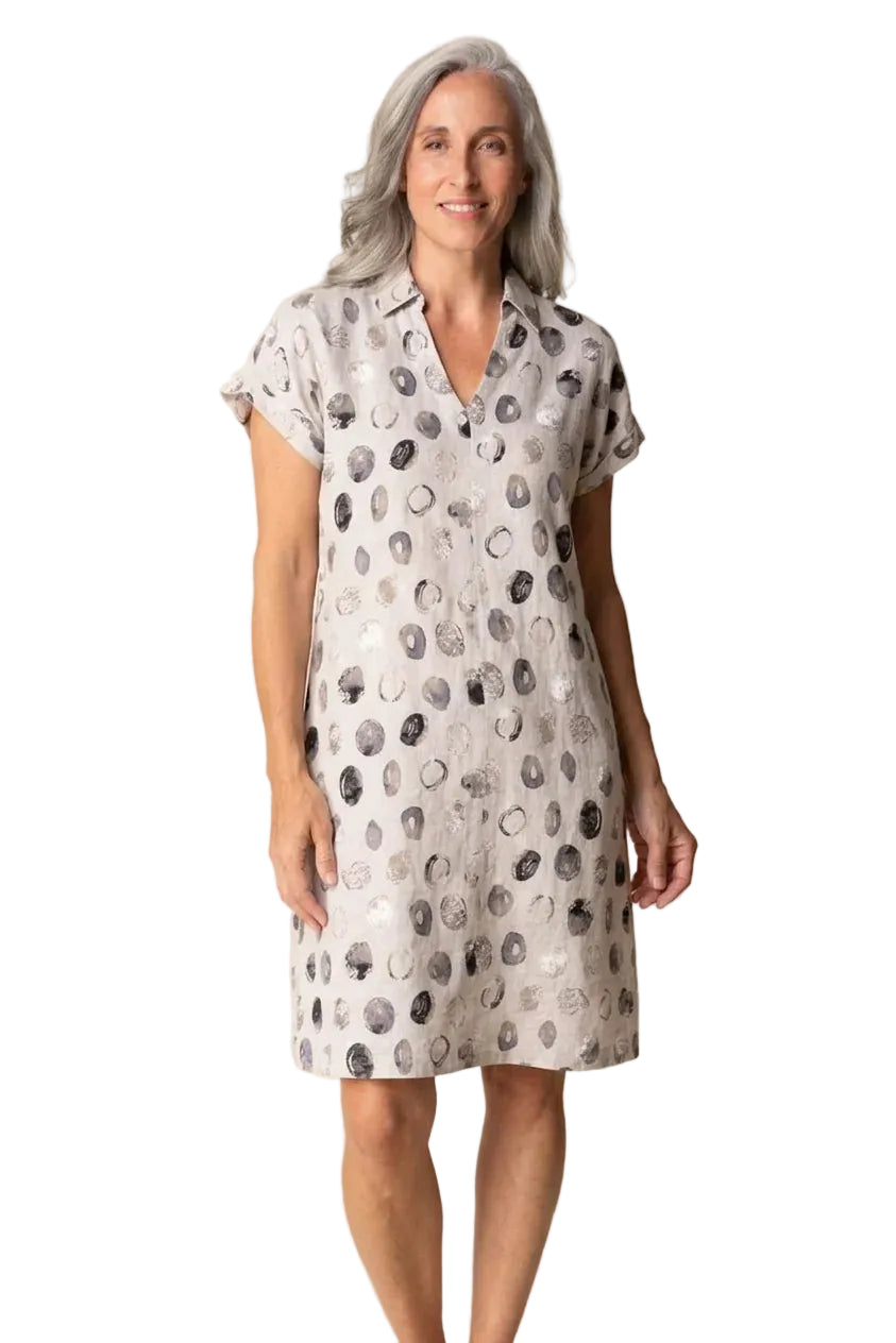 Habitat Linen Dot Jill Dress (Oatmeal)(46981)
