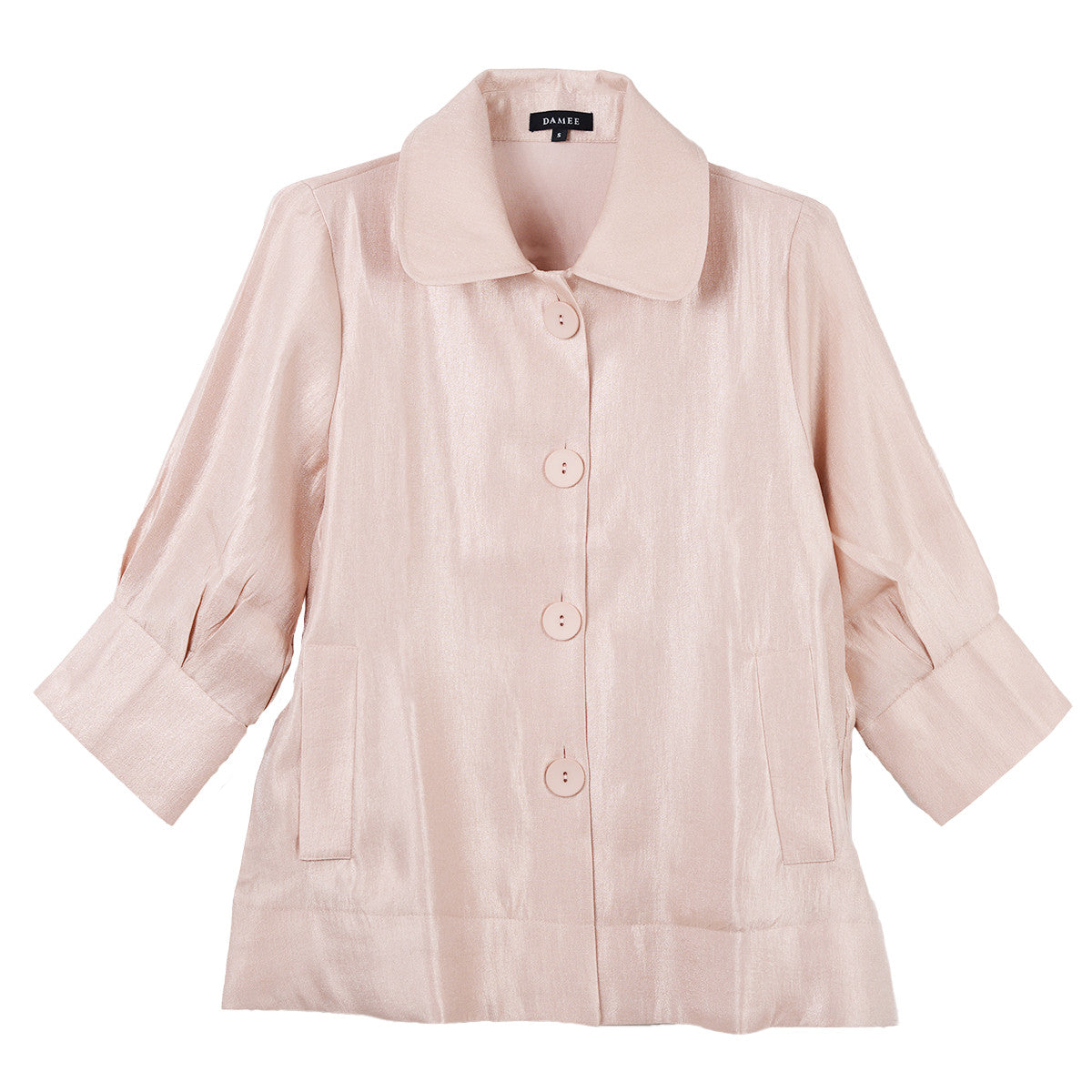 Damee Wide Ball Collar Shimmer Jacket (ROSE GLD)