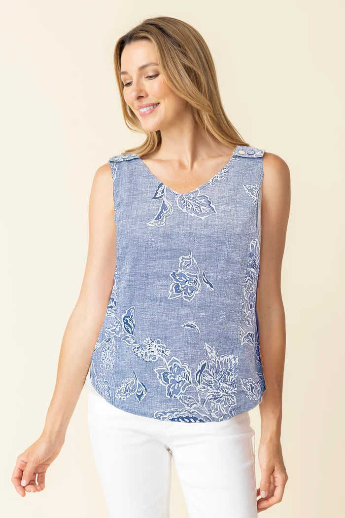Habitat Linen Bloomer Veranda Indigo Tank