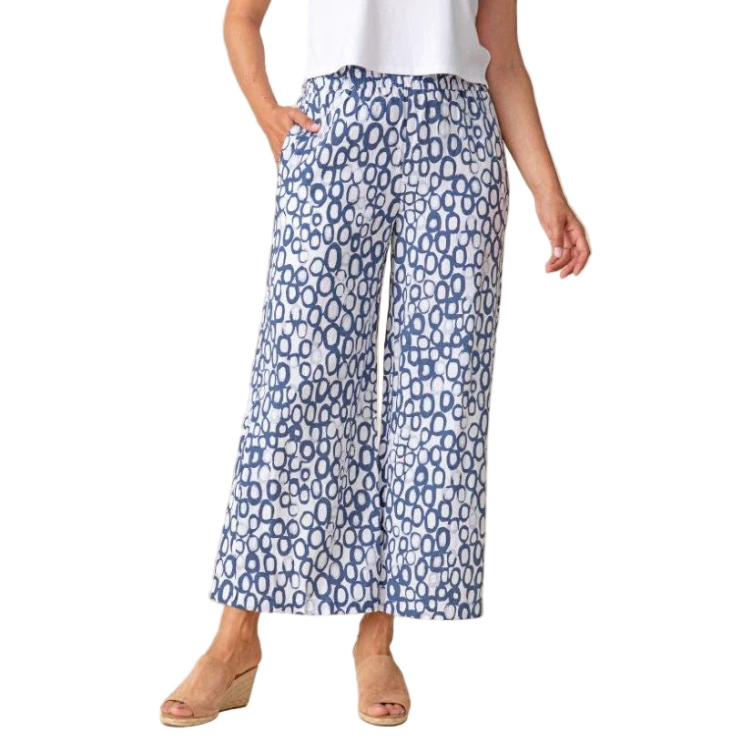 Habitat Linen Circle Print Easy Flood Pant (WHT)