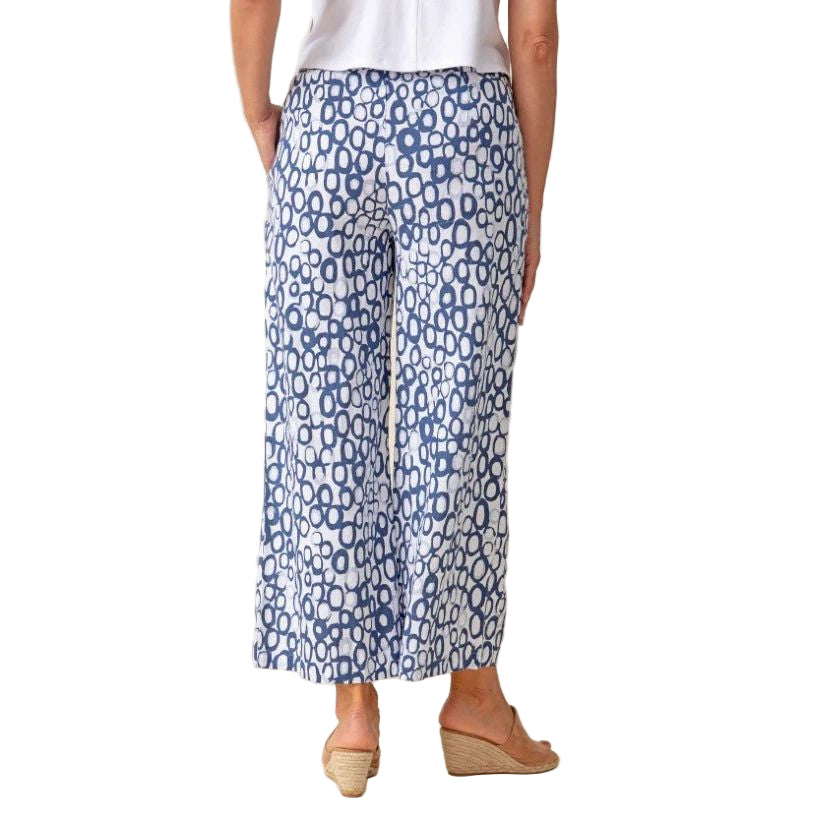 Habitat Linen Circle Print Easy Flood Pant (WHT)