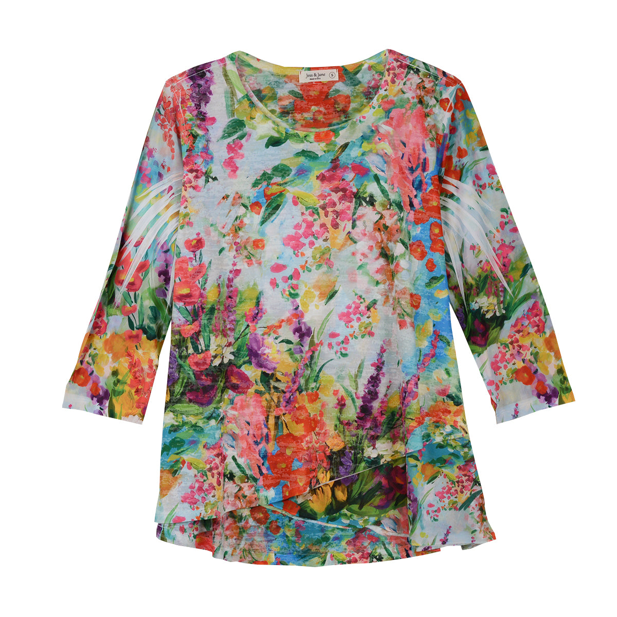 Jess & Jane Emilia Contrast Sublimated Tunic Top (49-2172)(Multi)