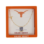 Texas Longhorn  Side Set 'Longhorn ' Logo on Enamel Bead Necklace (N204-UT)