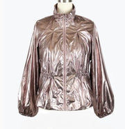 Damee Metallic Pink Drawstring Short Jacket (4975-MPK)