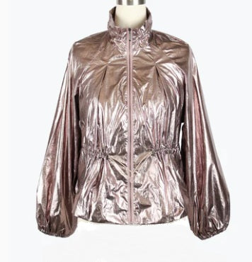 Damee Metallic Pink Drawstring Short Jacket (4975-MPK)