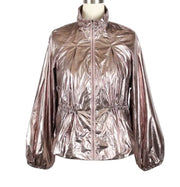 Damee Metallic Pink Drawstring Short Jacket