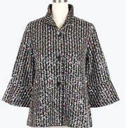 Damee Black Multi Sequin Chenille Stripe Knit Jacket (4978)